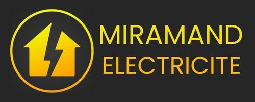 LOGO MIRAMAND électricité maison avec un éclaire d'électricité